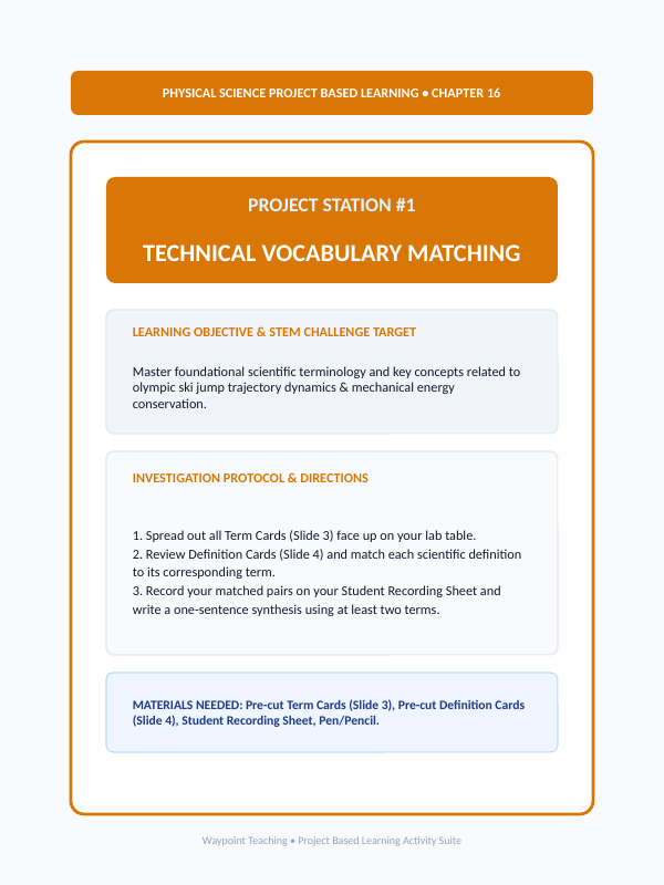 Forms of Mechanical Energy Project-Based Learning Activity sample page