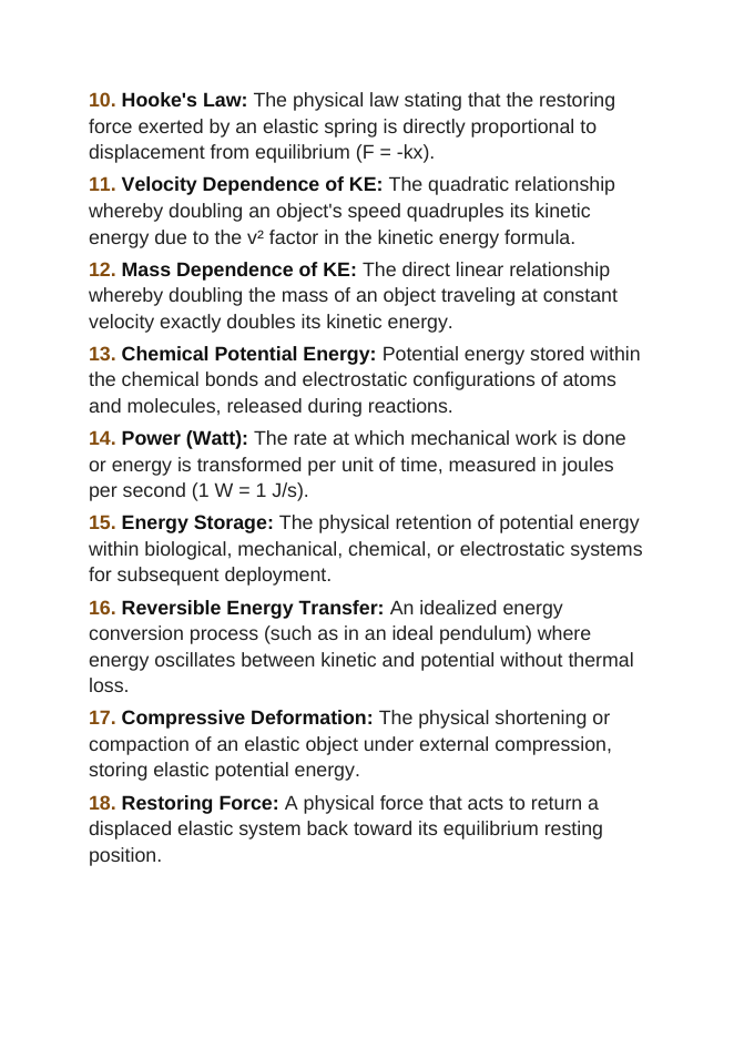 Forms of Mechanical Energy Vocabulary Words & Definitions sample page