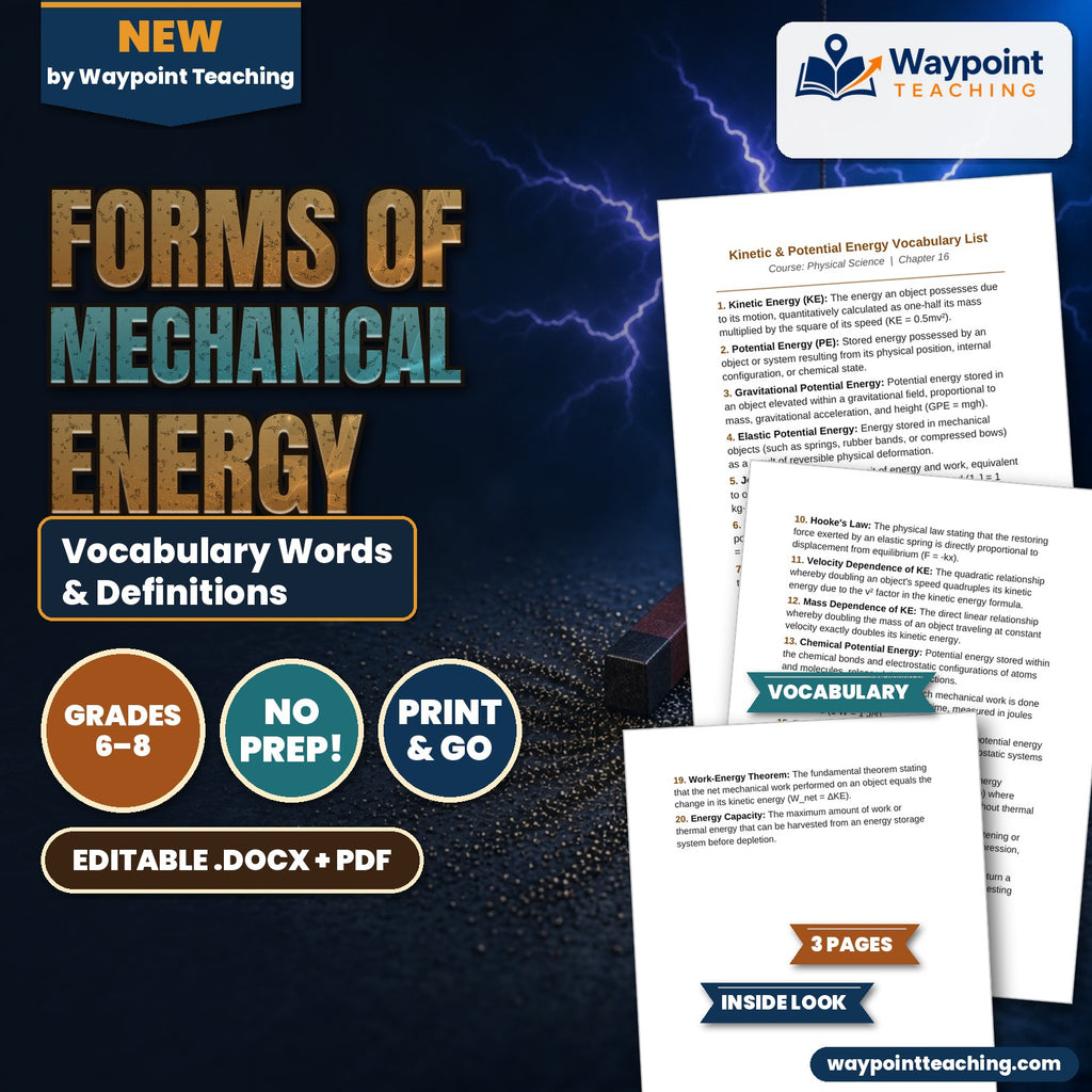 Forms of Mechanical Energy Vocabulary Words & Definitions cover