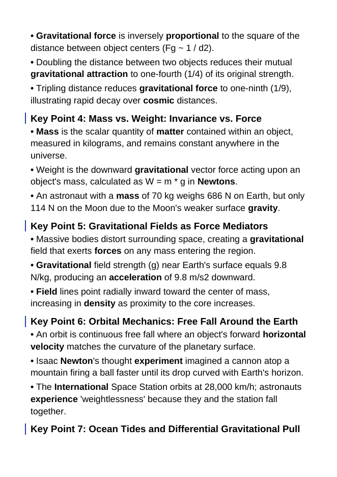 Gravity & Gravitational Forces Guided Notes sample page