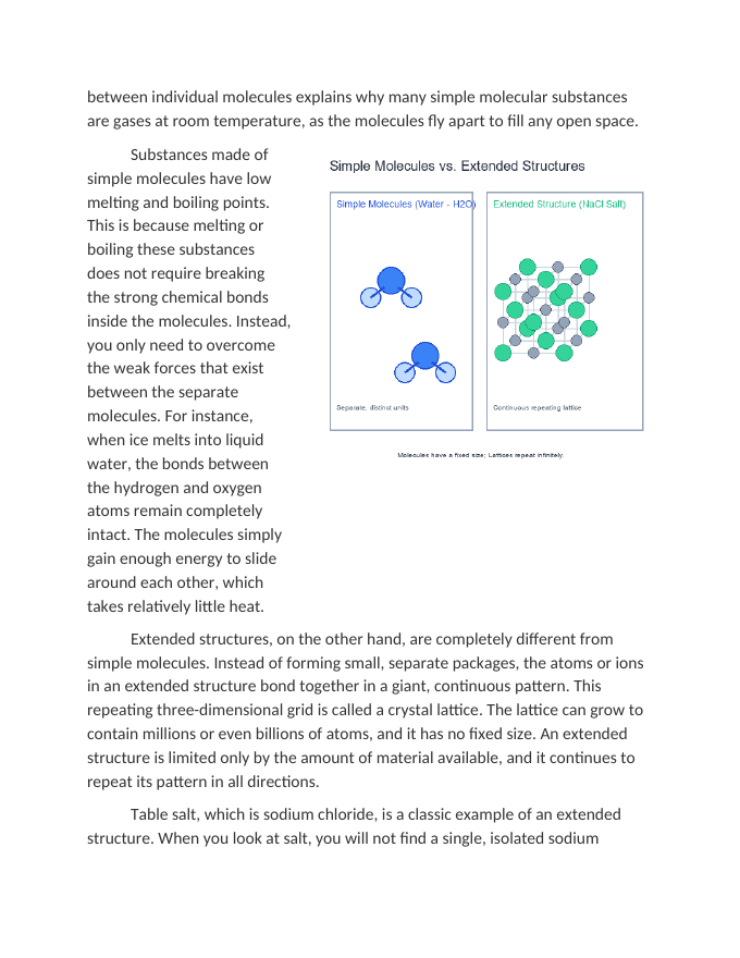 Identifying Simple Molecules vs. Extended Structures Reading Worksheet sample page