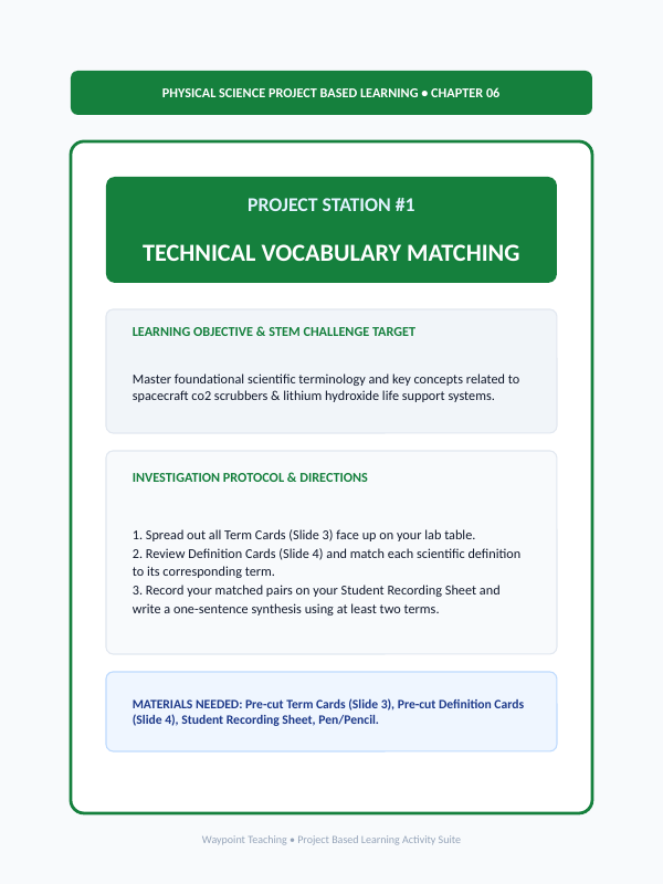 Introduction to Chemical Reactions Project-Based Learning Activity sample page