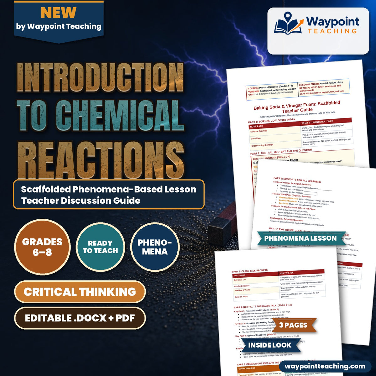 Introduction to Chemical Reactions Scaffolded Phenomena-Based Lesson: Baking Soda and Vinegar Foam Teacher Discussion Guide cover