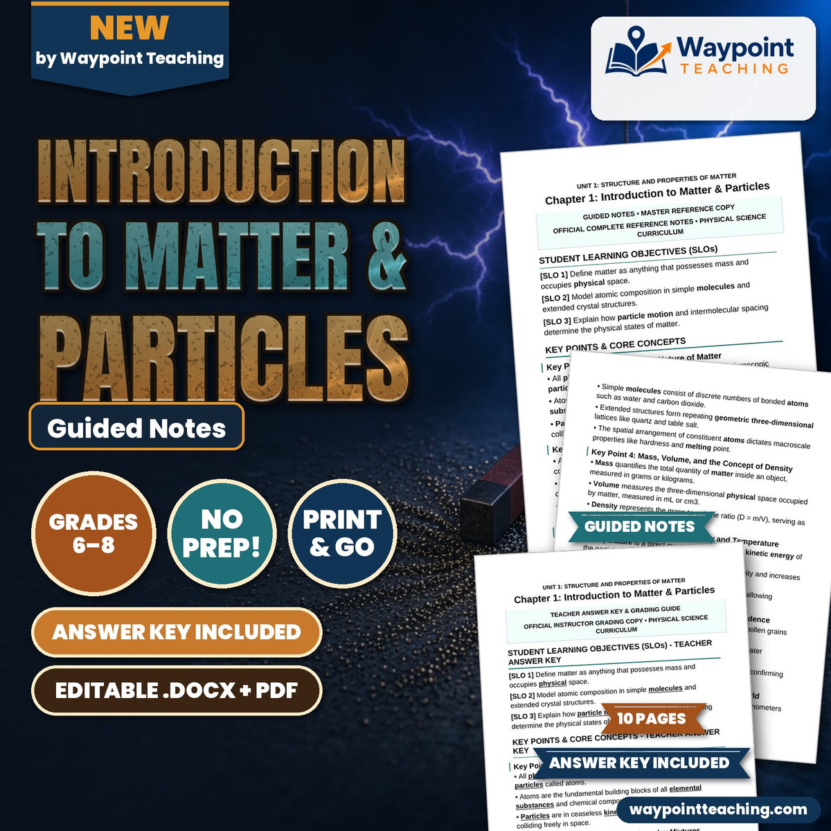 Introduction to Matter & Particles Guided Notes cover