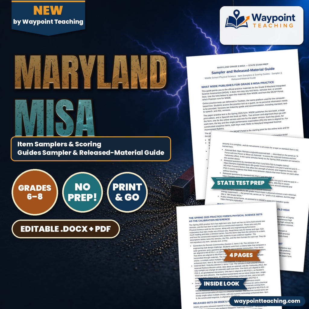 Maryland MISA Item Samplers & Scoring Guides Sampler & Released-Material Guide cover