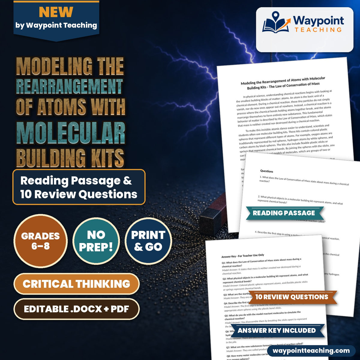 Modeling the Rearrangement of Atoms with Molecular Building Kits Reading Worksheet cover