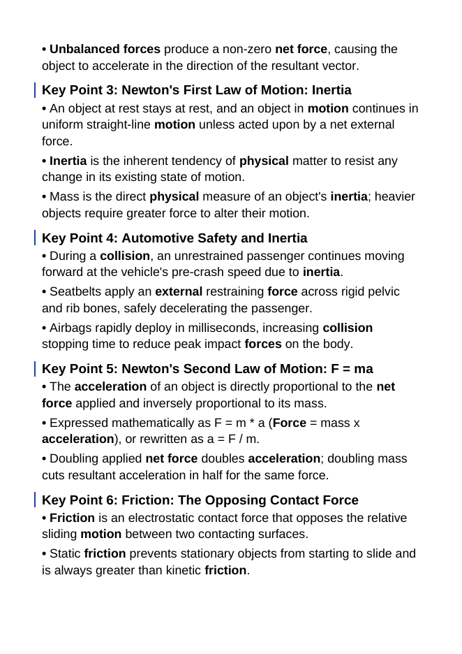 Newton's First & Second Laws of Motion Guided Notes sample page