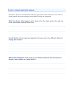 Newton's Third Law & Collisions Phenomena-Based Lesson: Skateboard Wall Push-Off and Rocket Launch Thrust Student Response Sheet sample page