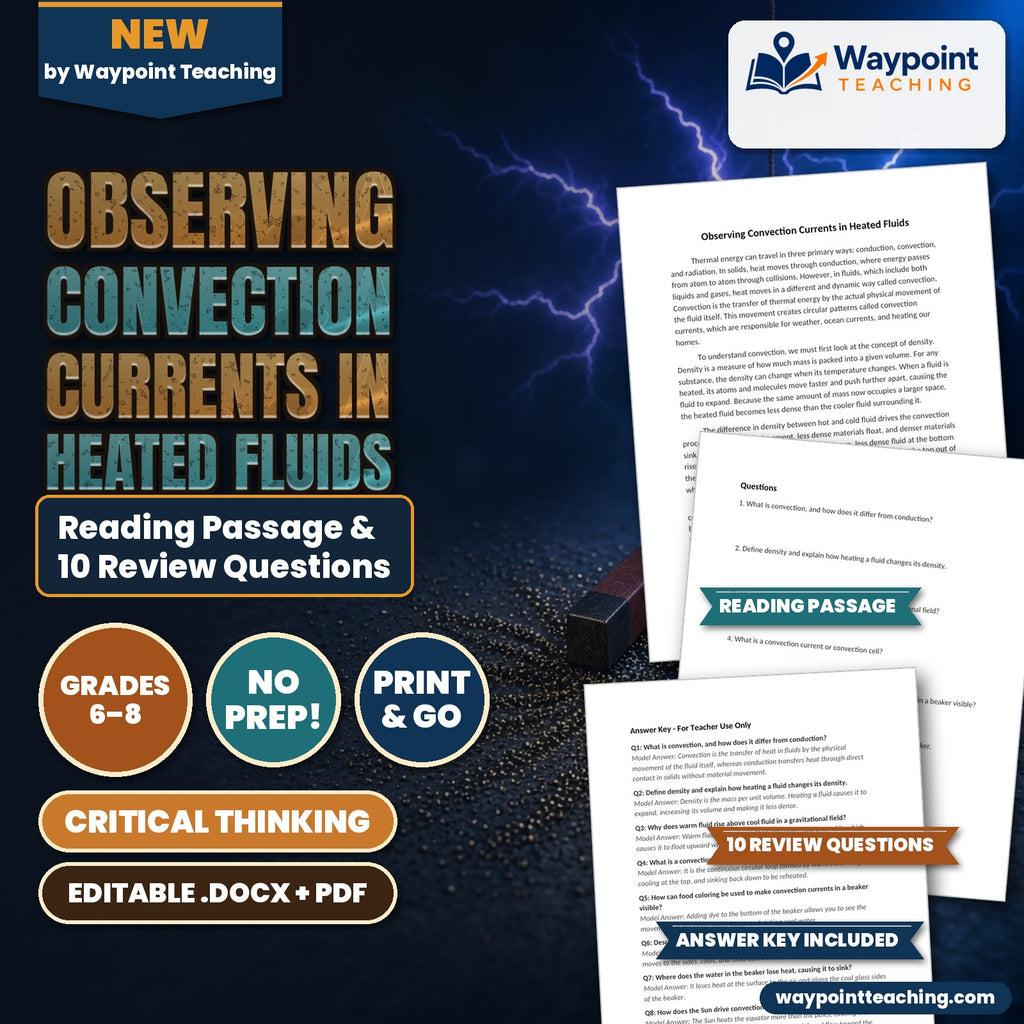 Observing Convection Currents in Heated Fluids Reading Worksheet cover