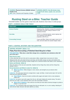 Physical vs. Chemical Properties Phenomena-Based Lesson: Flaky Rust Encrusting a Polished Steel Bicycle in Rain Teacher Discussion Guide sample page