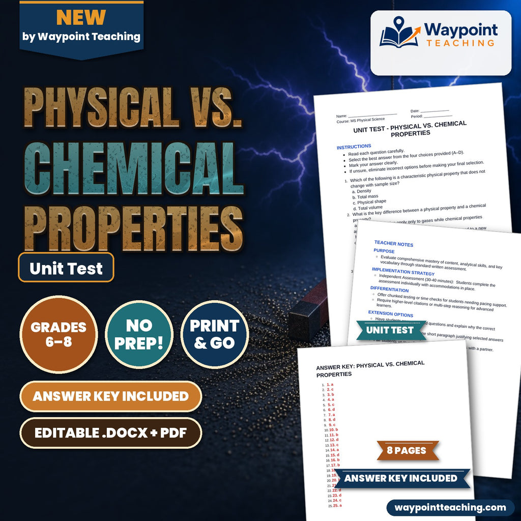 Physical vs. Chemical Properties Unit Test cover