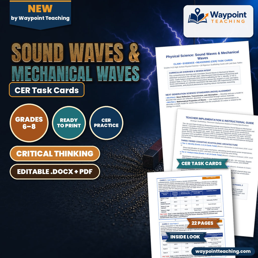 Sound Waves & Mechanical Waves CER Task Cards cover