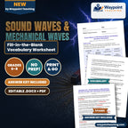 Sound Waves & Mechanical Waves Fill-in-the-Blank Vocabulary Worksheet cover