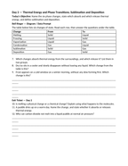 States of Matter & Phase Changes Bell Ringers & Exit Tickets sample page