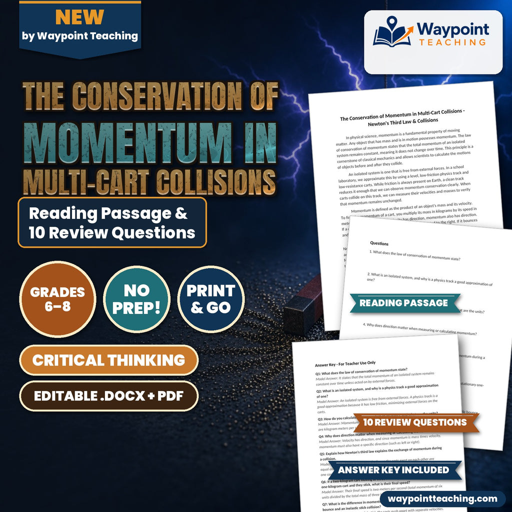 The Conservation of Momentum in Multi-Cart Collisions Reading Worksheet cover