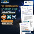 The Electromagnetic Spectrum & Light Fill-in-the-Blank Vocabulary Worksheet cover