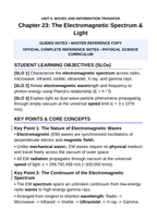 The Electromagnetic Spectrum & Light Guided Notes sample page