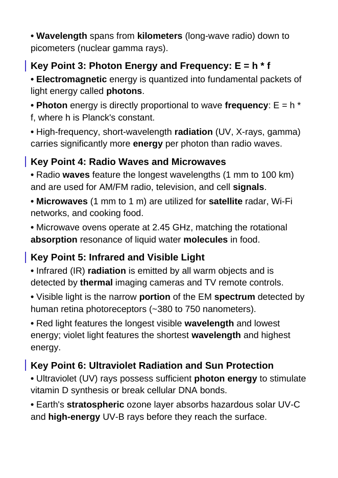 The Electromagnetic Spectrum & Light Guided Notes sample page