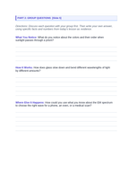 The Electromagnetic Spectrum & Light Phenomena-Based Lesson: How a Prism Turns White Sunlight into a Rainbow Student Response Sheet sample page