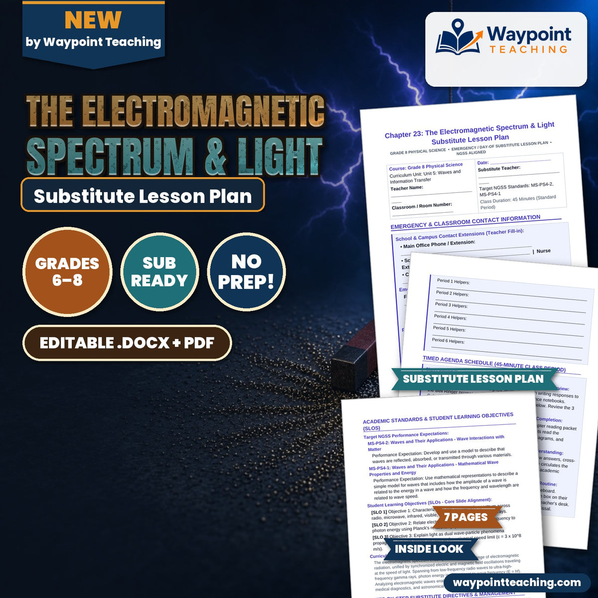 The Electromagnetic Spectrum & Light Substitute Lesson Plan cover