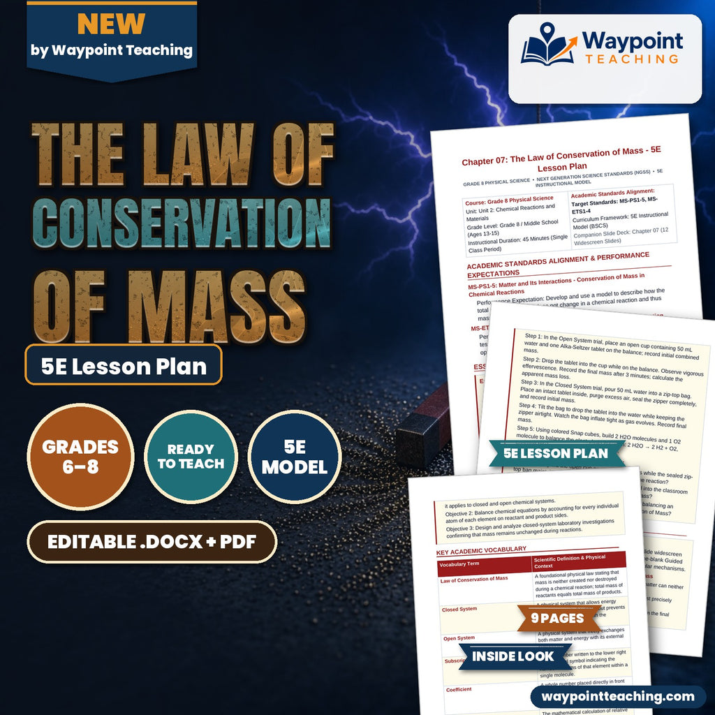 The Law of Conservation of Mass 5E Lesson Plan cover