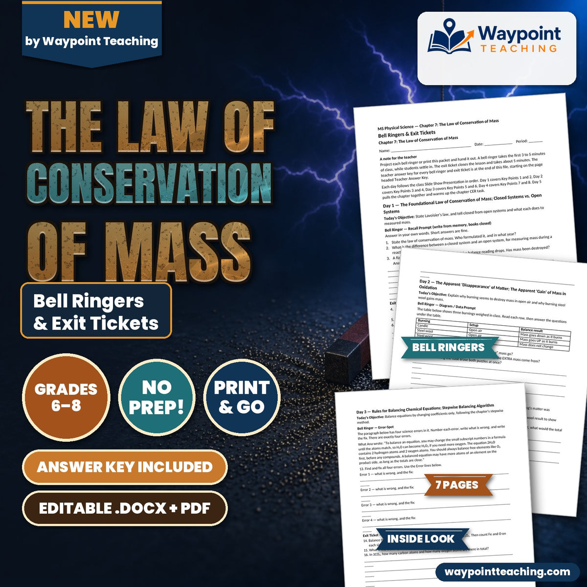 The Law of Conservation of Mass Bell Ringers & Exit Tickets cover