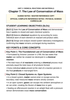 The Law of Conservation of Mass Guided Notes sample page