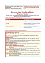 The Law of Conservation of Mass Phenomena-Based Lesson: Burning Steel Wool in a Sealed Flask Teacher Discussion Guide sample page