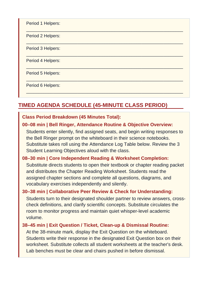 The Law of Conservation of Mass Substitute Lesson Plan sample page
