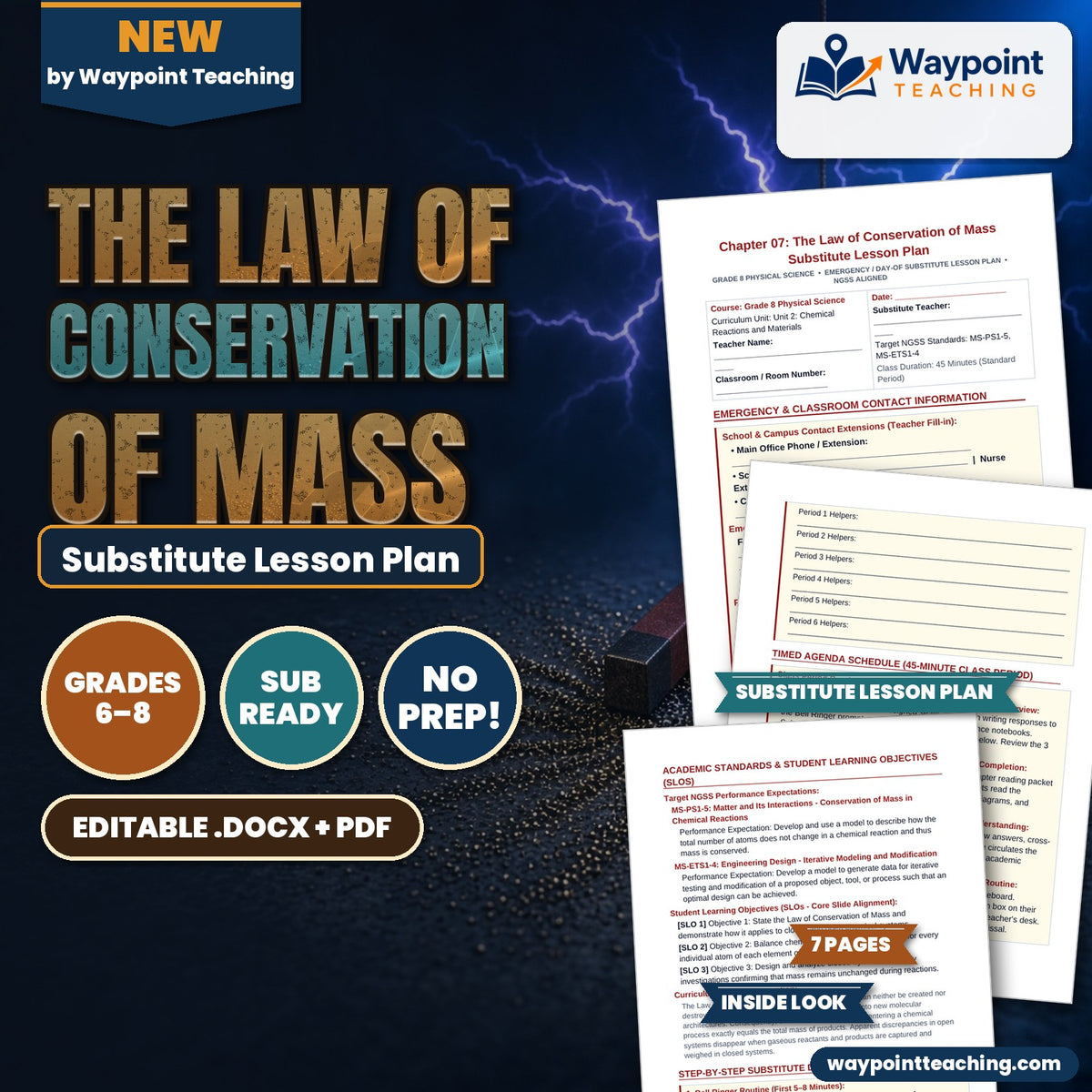The Law of Conservation of Mass Substitute Lesson Plan cover