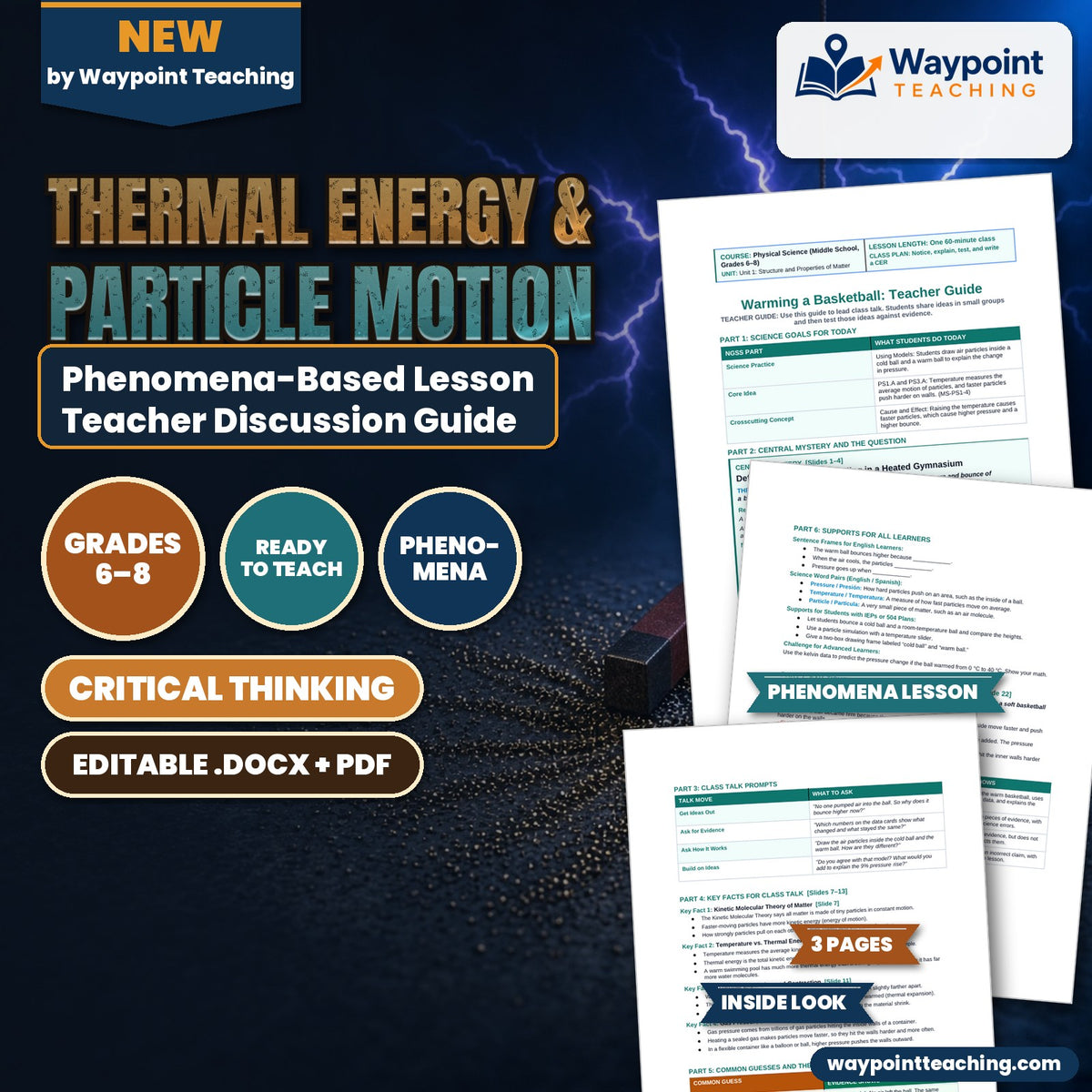 Thermal Energy & Particle Motion Phenomena-Based Lesson: Deflated Basketball Expanding in a Heated Gymnasium Teacher Discussion Guide cover