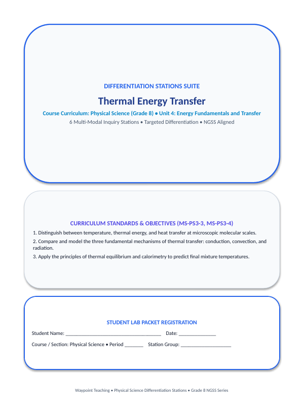 Thermal Energy Transfer Differentiation Stations sample page