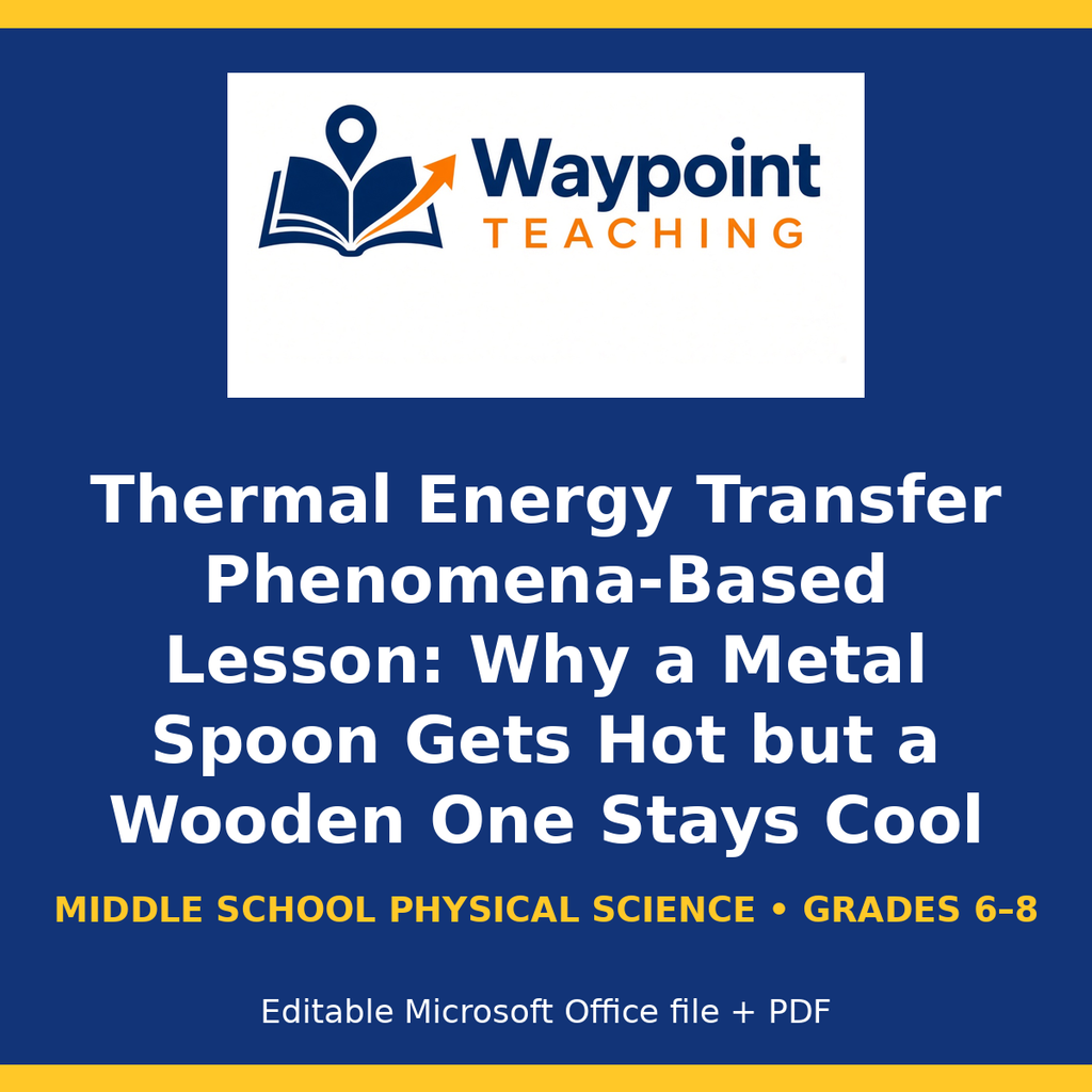 Thermal Energy Transfer Phenomena-Based Lesson: Why a Metal Spoon Gets Hot but a Wooden One Stays Cool Student Response Sheet cover