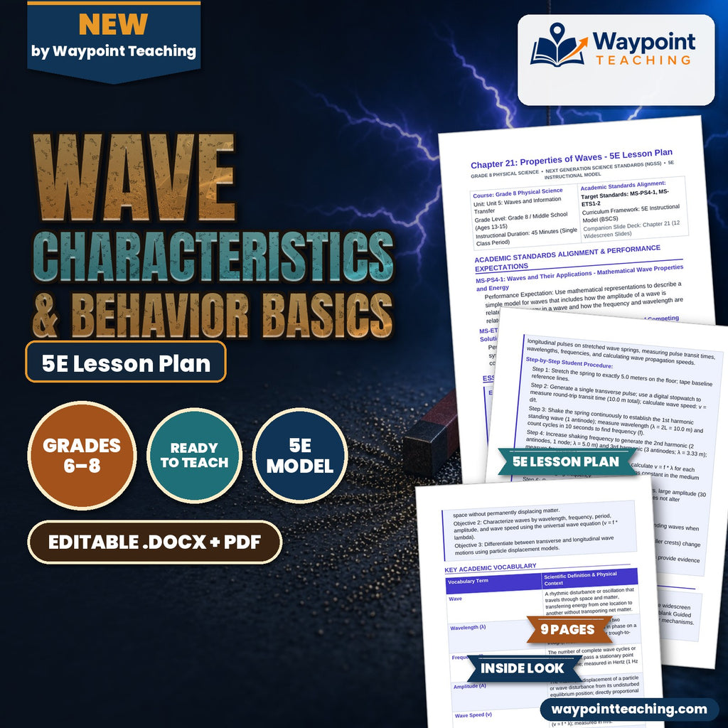 Wave Characteristics & Behavior Basics 5E Lesson Plan cover