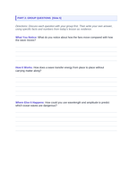 Wave Characteristics & Behavior Basics Phenomena-Based Lesson: How a Wave Travels While Everyone Stays Put Student Response Sheet sample page