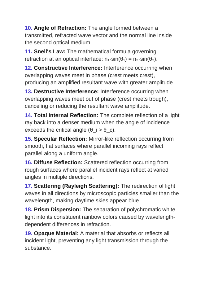 Wave Interactions with Matter Vocabulary Words & Definitions sample page